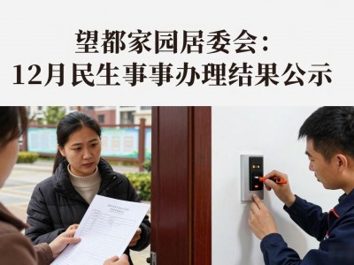 望都家园居委会：12月民生实事办理结果公示