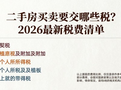 二手房买卖要交哪些税？2026最新税费清单