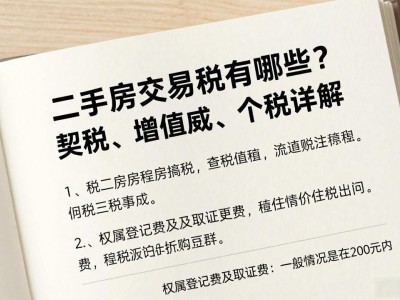 二手房交易税有哪些？契税、增值税、个税详解
