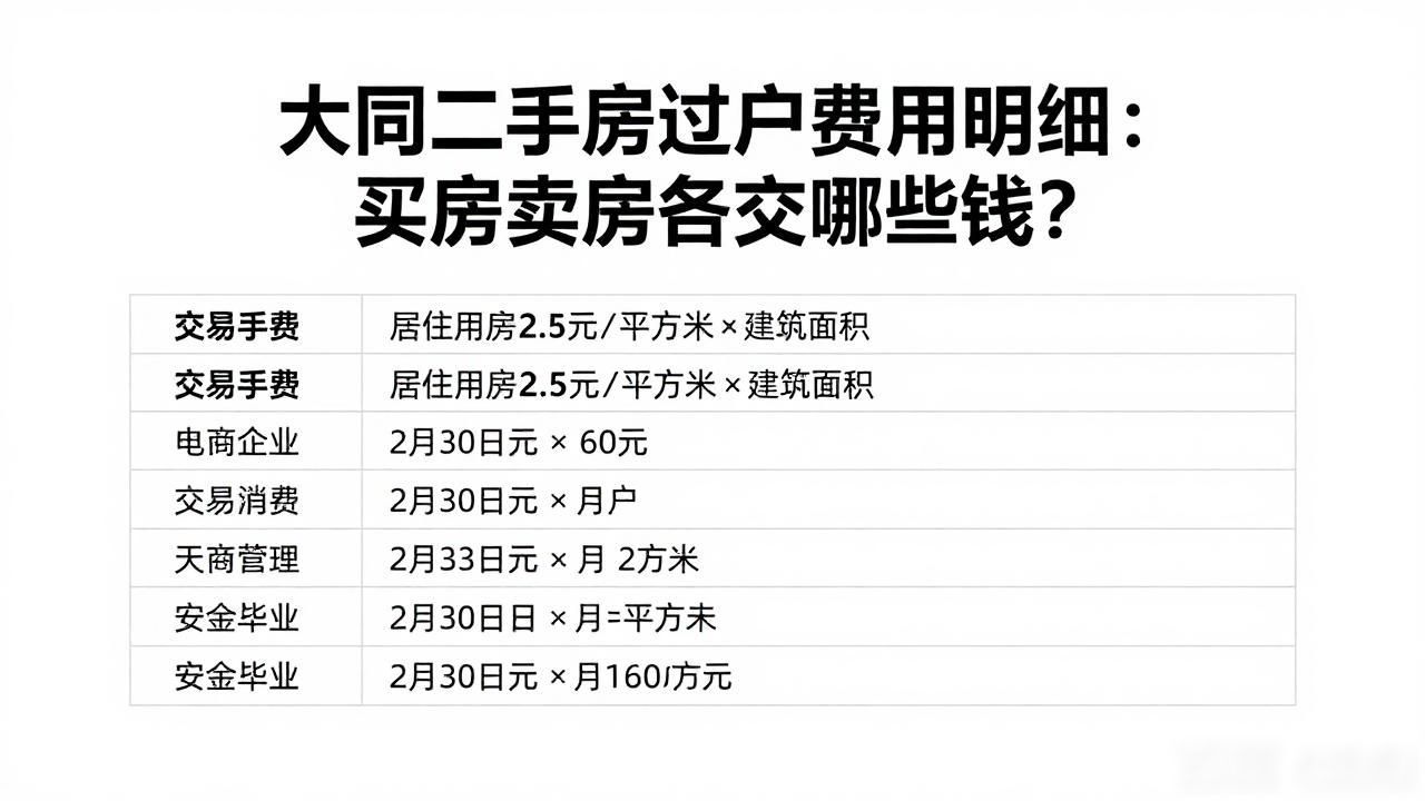 太原二手房税费明细_太原二手房过户费用计算_大同二手房过户费用