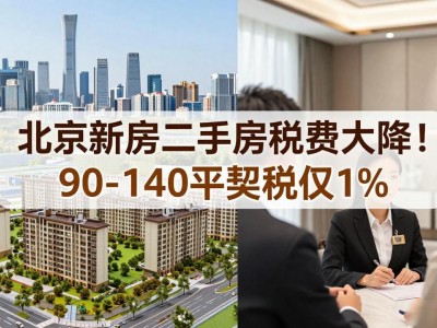 北京新房二手房税费大降！90-140平契税仅1%